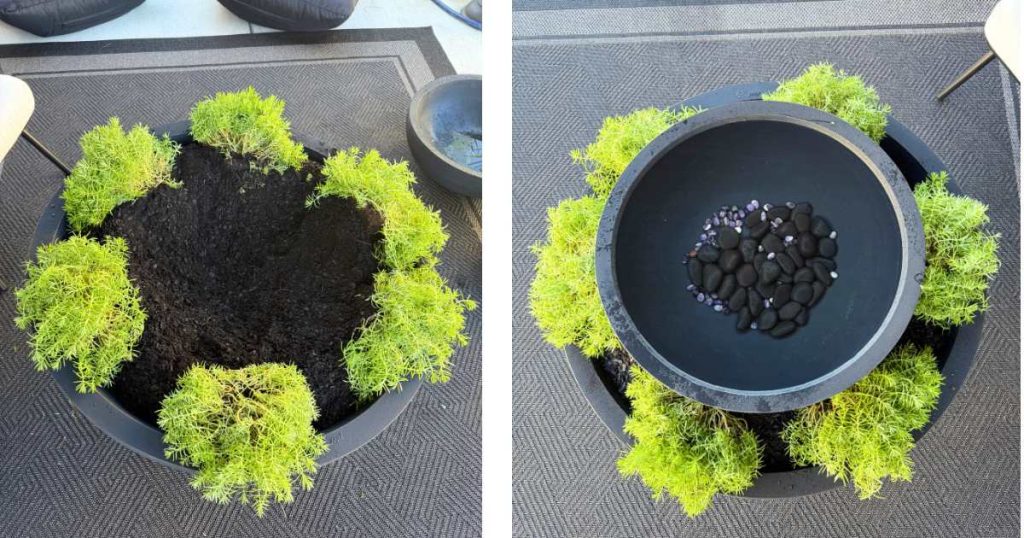 Step-by-step DIY zen bowl with natural stones and greenery for mental detox
